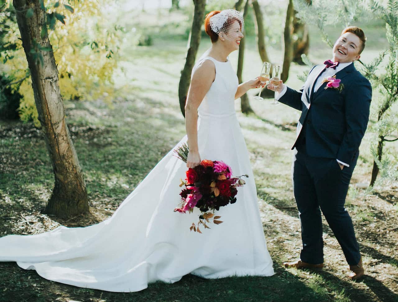 Danika (L) and Mel (R), at their wedding in Australia.