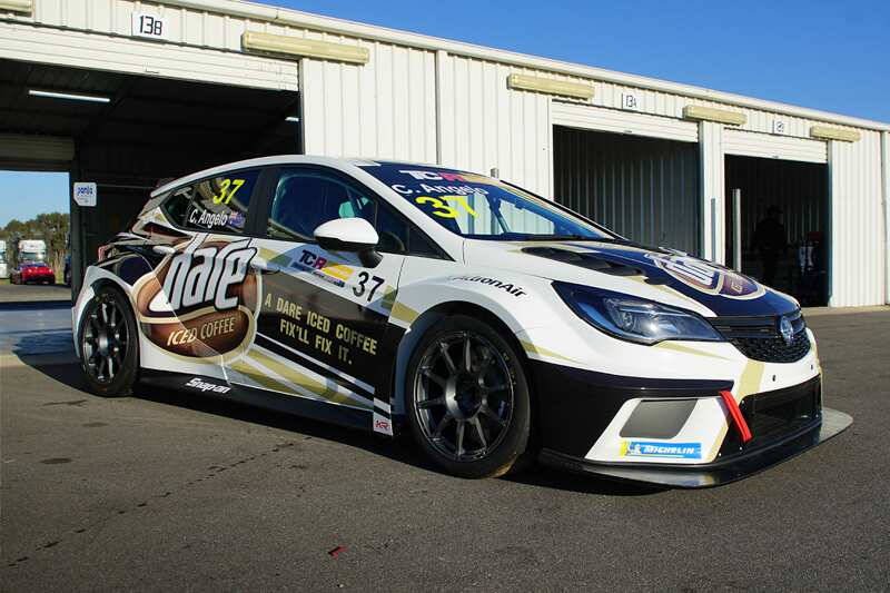  A newly unveiled livery for Chelsea Angelo's Holden Astra TCR with her major backer for the entire race series Dare Iced Coffee (TCR Australia)