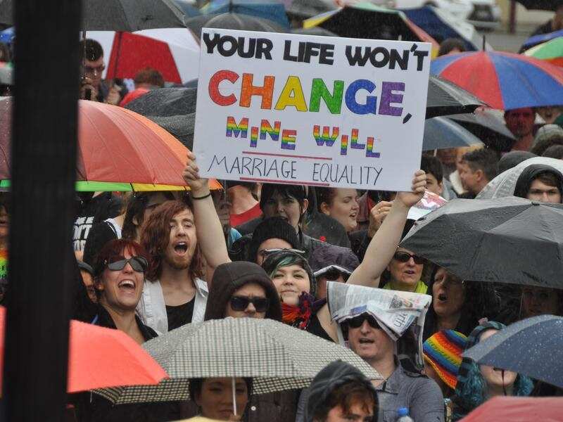 Same-sex marriage protest in Perth 2015.