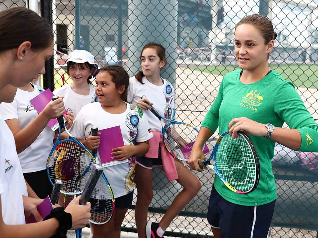 Ash Barty meeting up and coming Indigenous tennis stars ahead of the Fed Cup in February.
