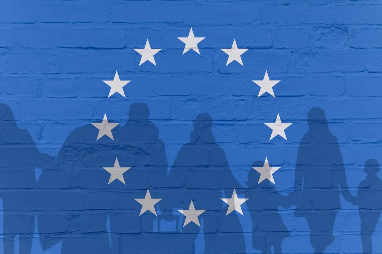 Symbolical picture for arrival of refugees in Europe