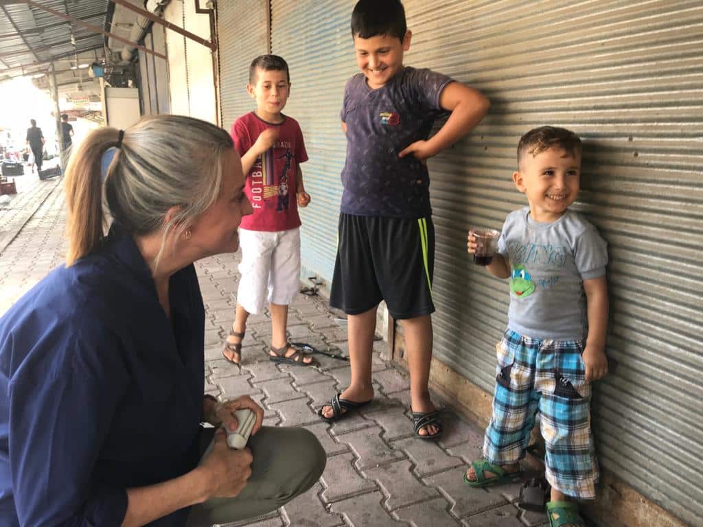 Gretel Killeen in Turkey speaking to kids