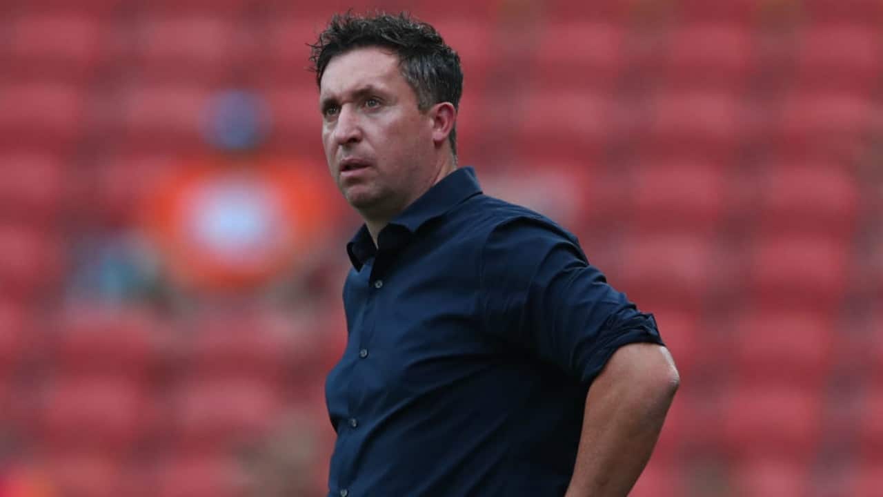 Robbie Fowler reacts during a Brisbane Roar match