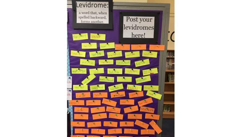 Levidrome board, created by school children in a Canadian classroom.