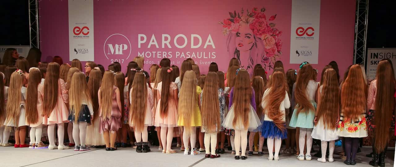 Competitors take part in Lithuania's long hair contest (Facebook/Konkursas Pasaulio Ilgaplaukės Long-Haired World)