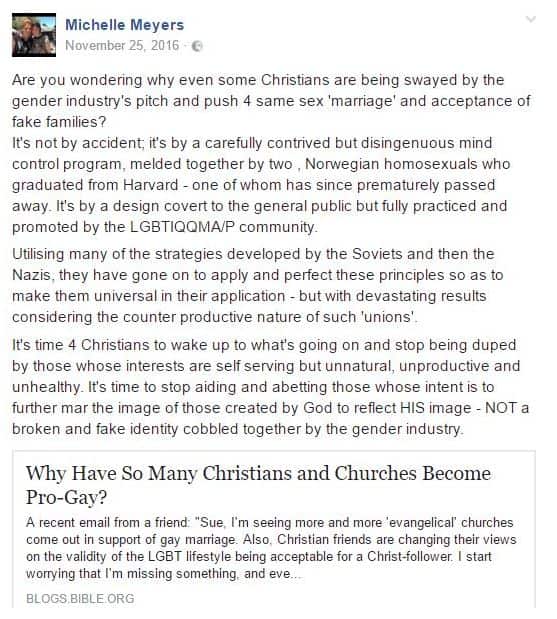 One Nation candidate says gay activists use ‘Nazi mind control’