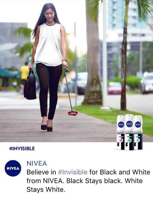 One of the advertising images that recently landed NIVEA in hot water.