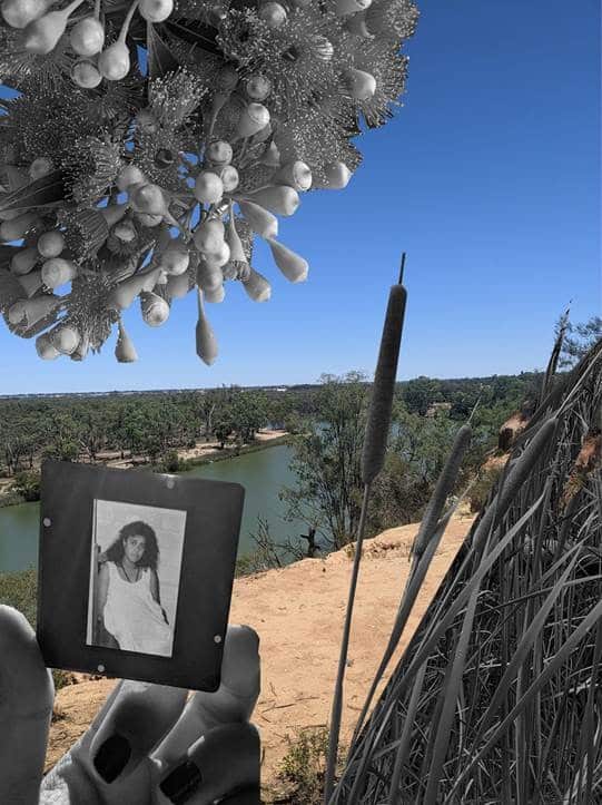 Digital collage by Maya Hodge titled 'our story out here'