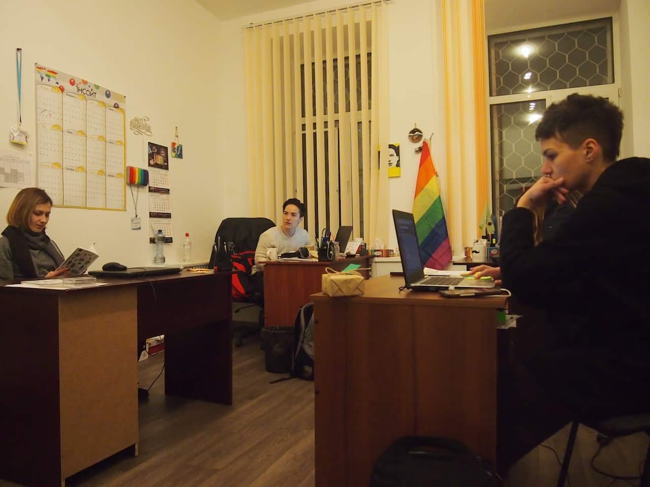 Volunteers at Insight, an LGBTI NGO in Kiev, Ukraine