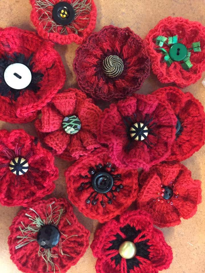 Knitted poppies