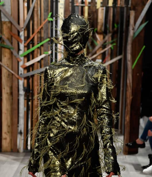 A model walks the runway during the Yousef Akbar show at Mercedes-Benz Fashion Week Resort 18 Collections at Carriageworks on May 17, 2017 in Sydney, Australia.