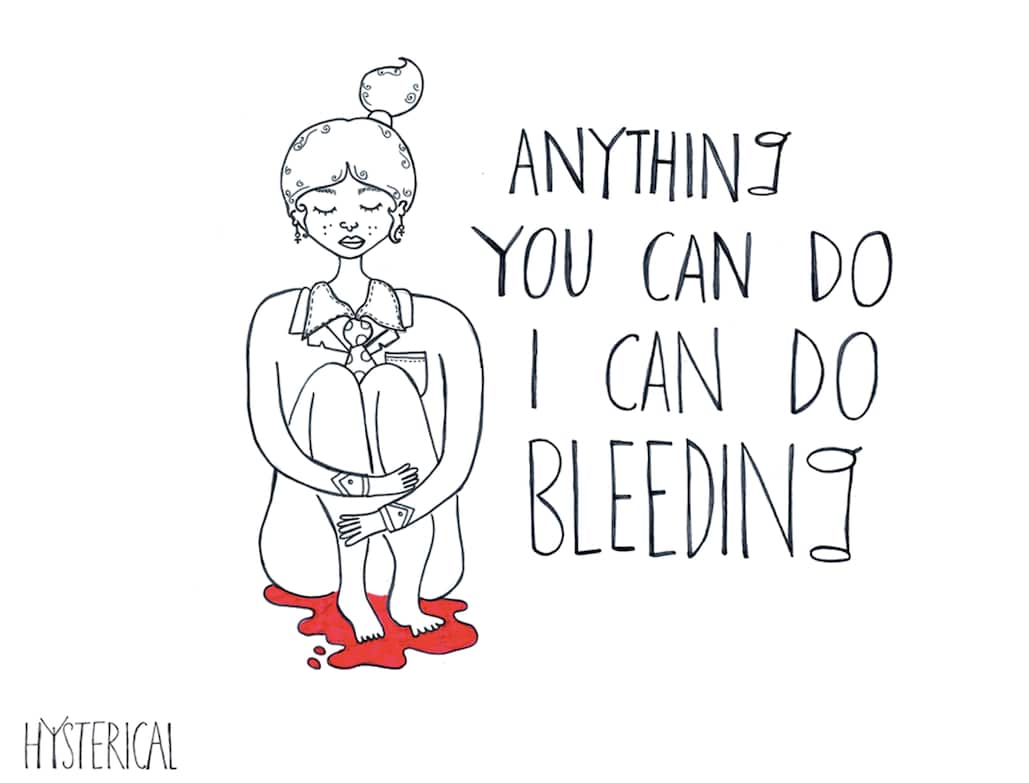 One of the author's preferred inspirational artworks on menstruation, called 'Hysterical'.