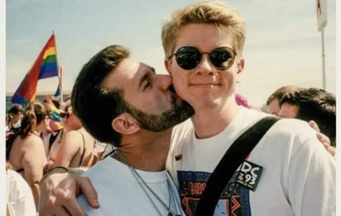 Nick Cardello and Kurt English at the Pride March in Washington DC in 1993.