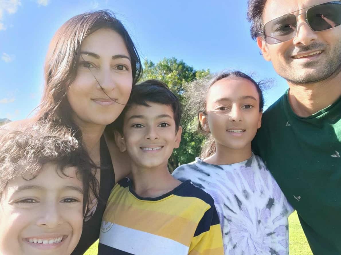 Seetha with her husband and children in Sydney.