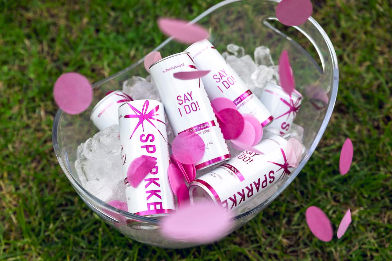 Sparkke Change Beverage Co.'s newest addition: a fresh sparkling white, with proceeds going to an organisation helping Australia achieve marriage equality.