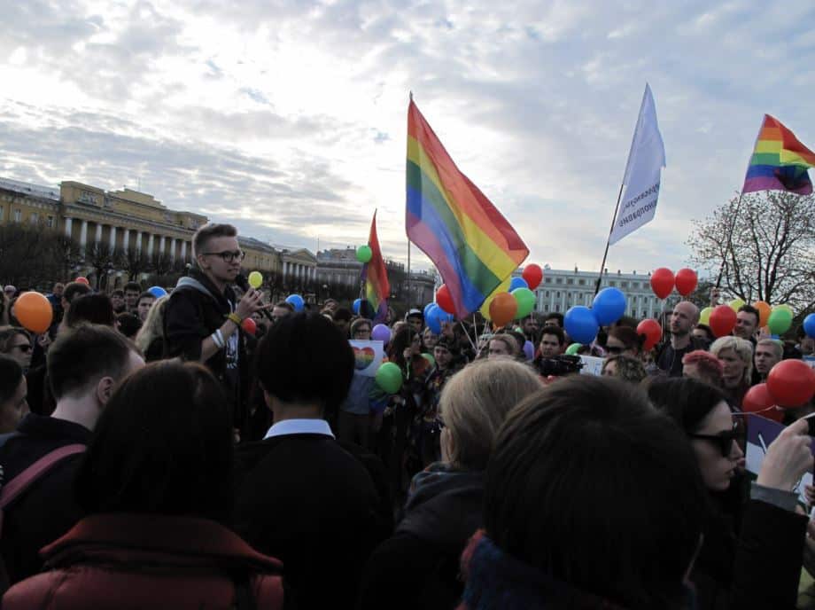 Russian LGBT+ activists held a flash mob in St Petersburg