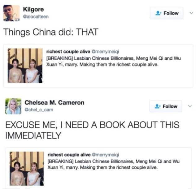 Everyone is sad the story about Chinese lesbian billionaires turned out to be fake