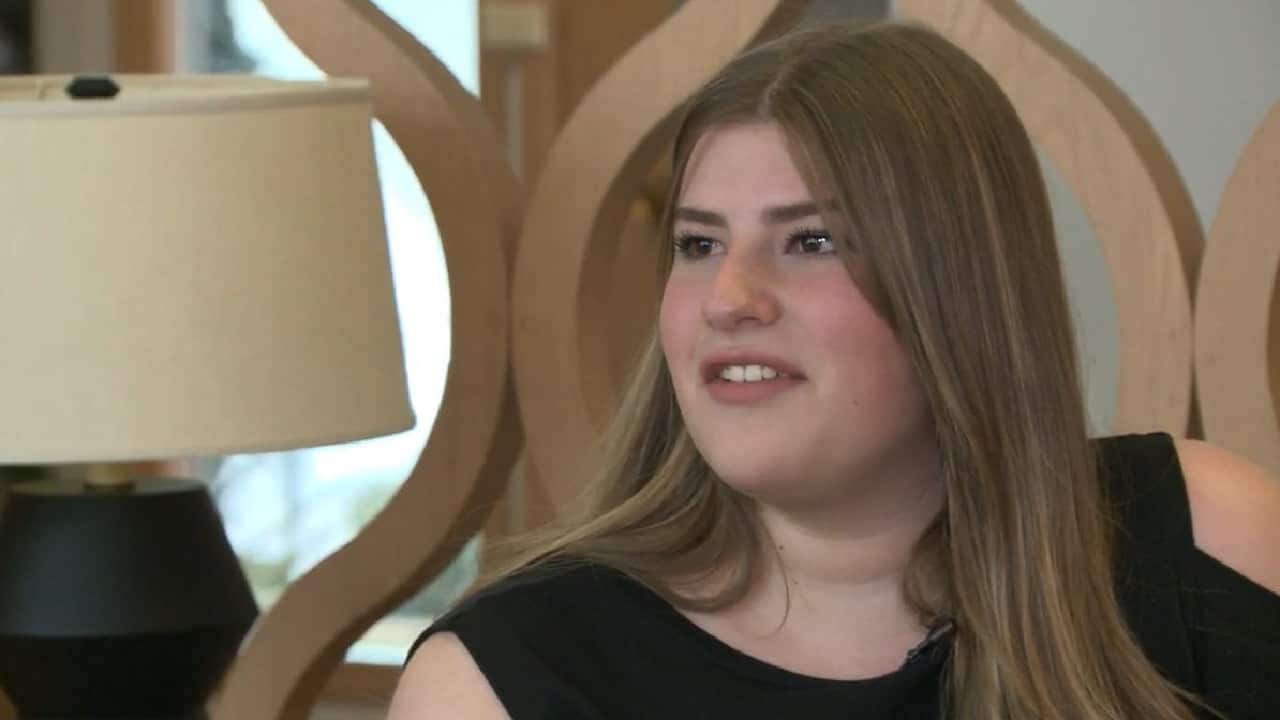 Nikko Nelson appears on camera following her win.