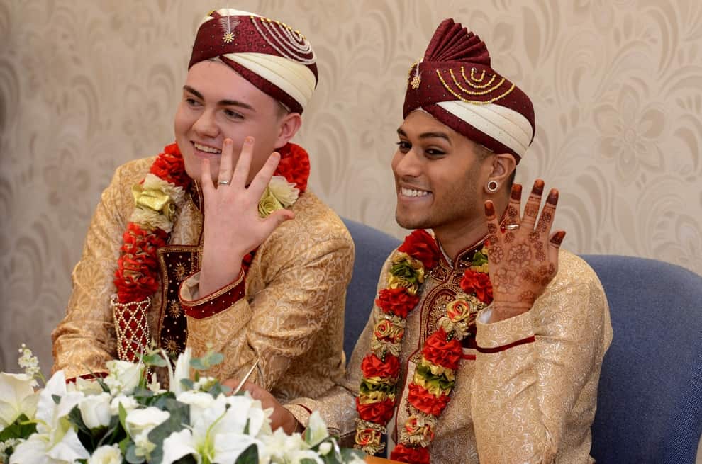 Jahed Choudhury and Sean Rogan wore traditional Muslim attire at their wedding.