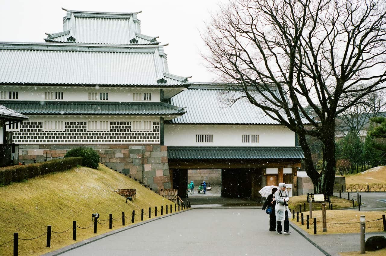 Kanazawa Castle in winter.