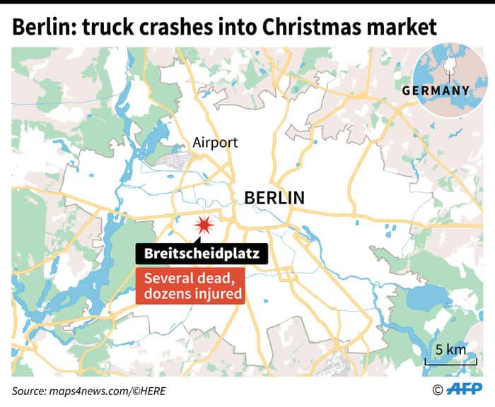 Berlin: truck crashes into Christmas market