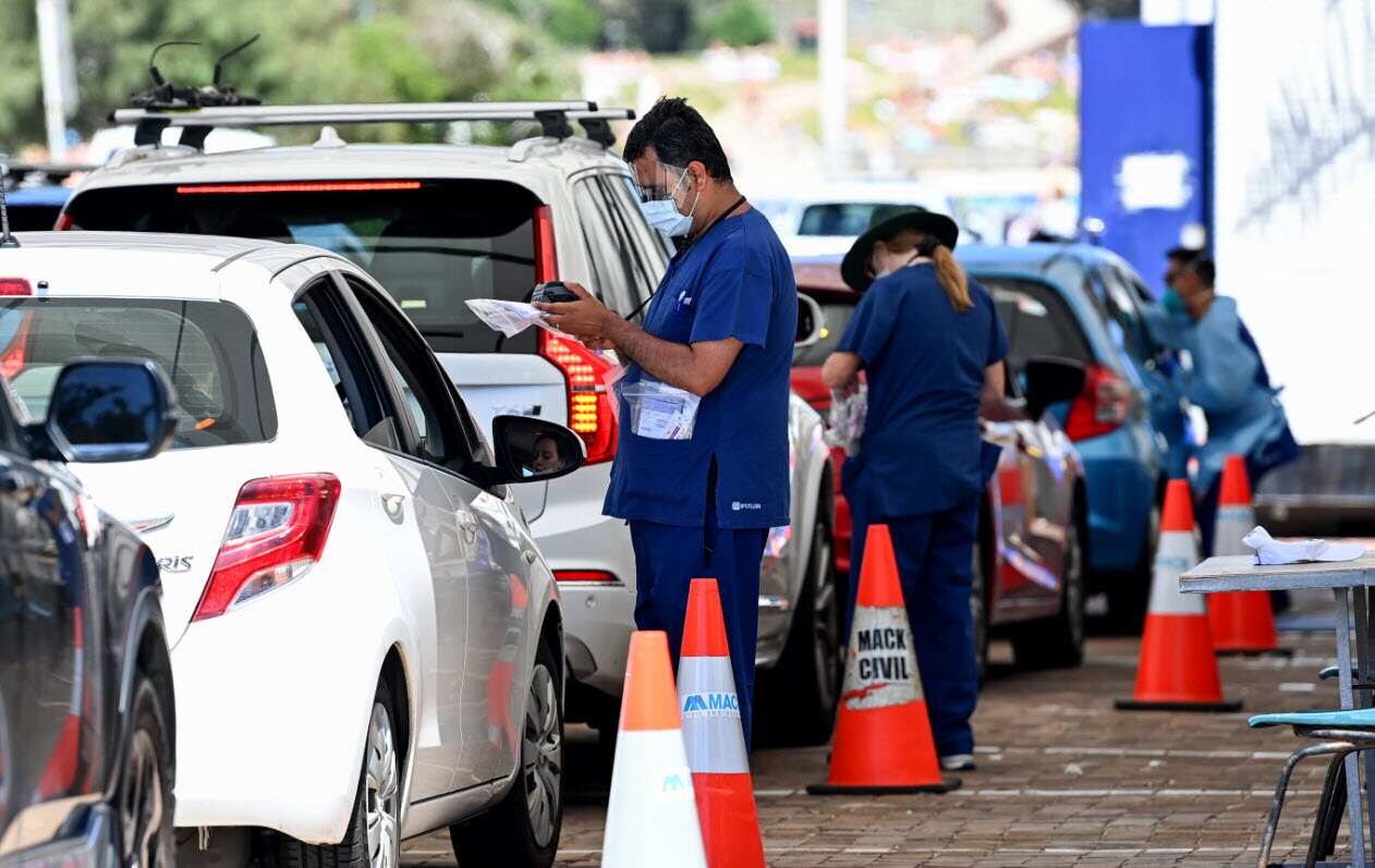 The St Vincent’s Hospital drive-through COVID-19 testing clinic at Bondi Beach in Sydney, Wednesday, 15 December, 2021.