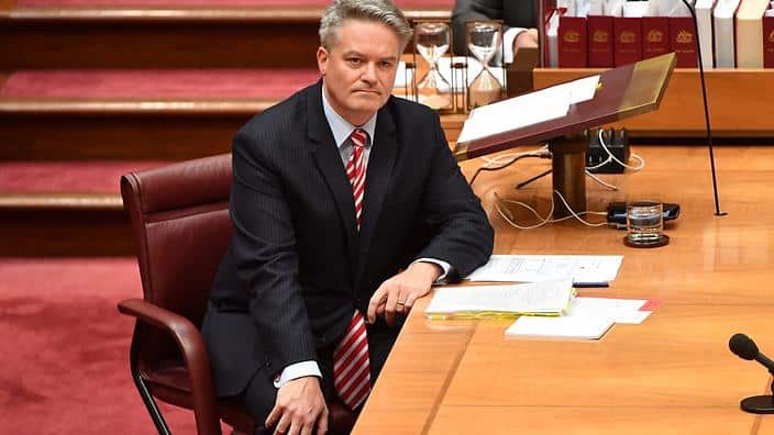 Minister for Finance Senator Mathias Cormann during Senate Question Time in the Senate chamber at Parliament House in Canberra, Thursday, March 22, 2018. (AAP Image/Mick Tsikas)