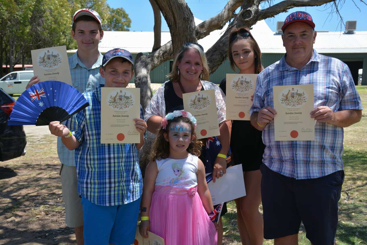 The Chambers family, who arrived in Perth from Wales ten years ago, are seen after becoming citizens during an Australia Day citizenship ceremony