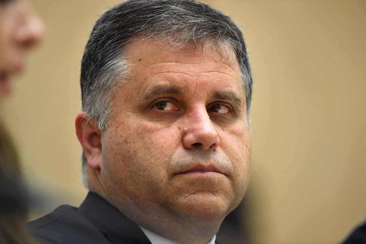 Mike Mrdak attends Senate Estimates at Parliament House.