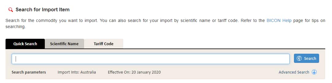 Australian Biosecurity Import Conditions BICON.