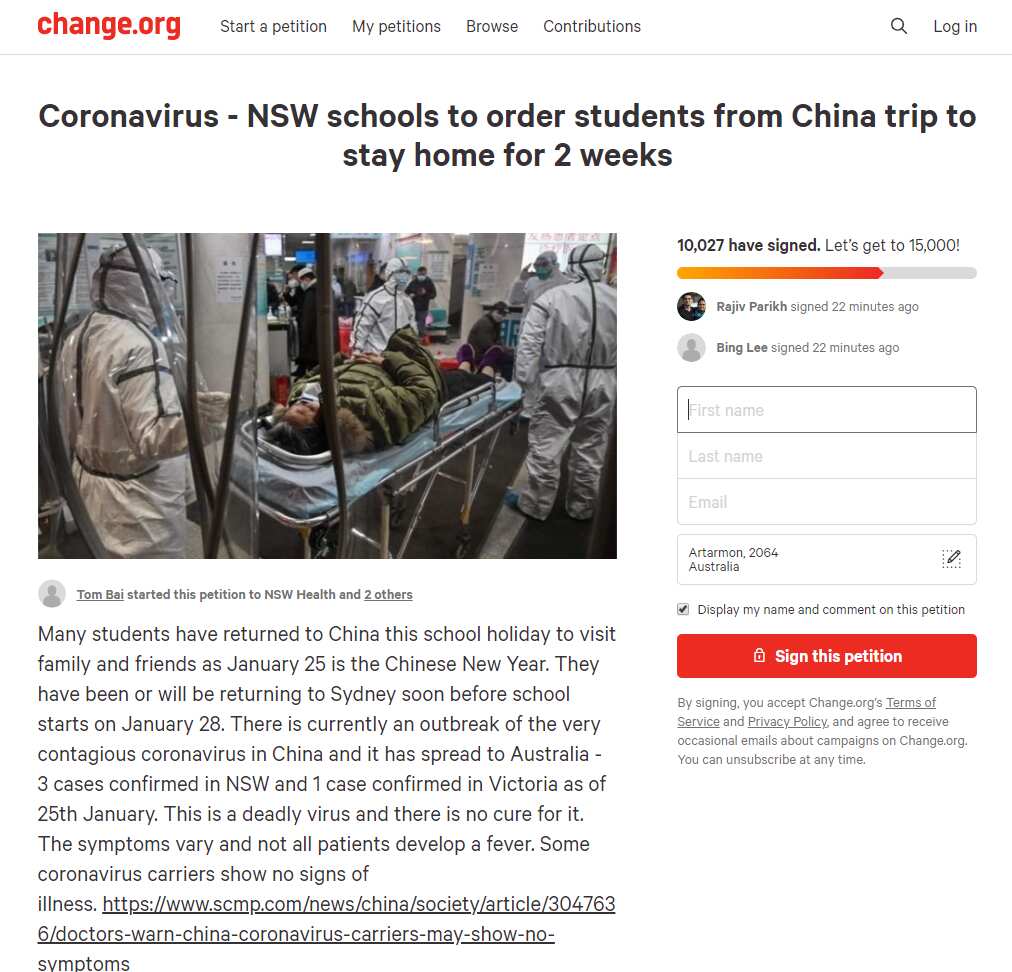 NSW Schools to order students from China trip to stay home for 14 days. 