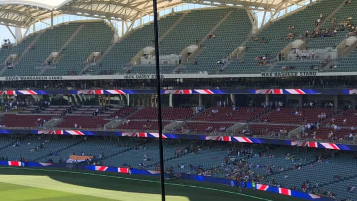 The image of the empty stand captured before the start of the day's play. 