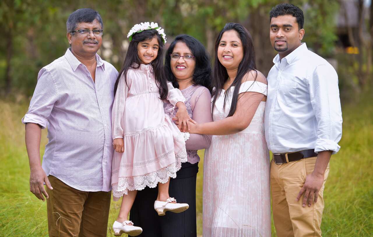 "Mr.Greshan Weerasinghe (L) with his wife and his daughter's family","title":"Mr.Greshan Weerasinghe (L) with his wife and his daughter's family","