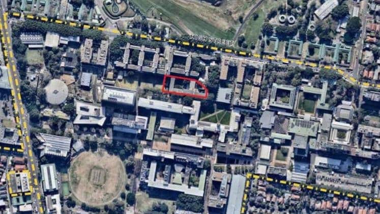 The location of the UNSW redevelopment site, shown in red.