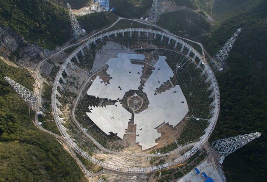 The 500 metre Aperture Spherical Telescope (FAST) under construction.