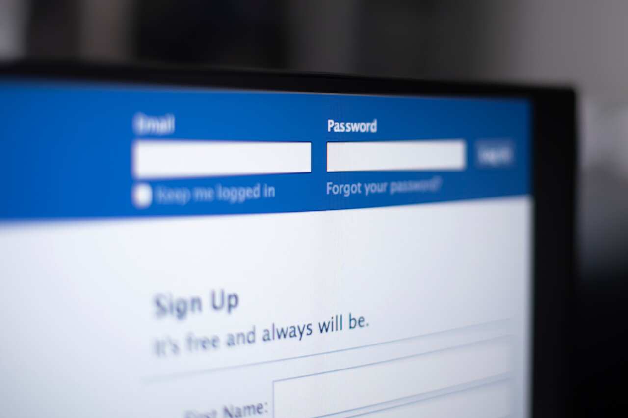 The Facebook login screen is seen in this photo illustration.