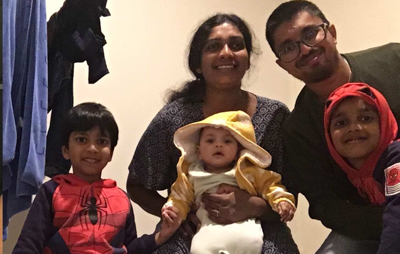 Mr.Randika Wickramasekara (R) with his wife and three children in Queensland