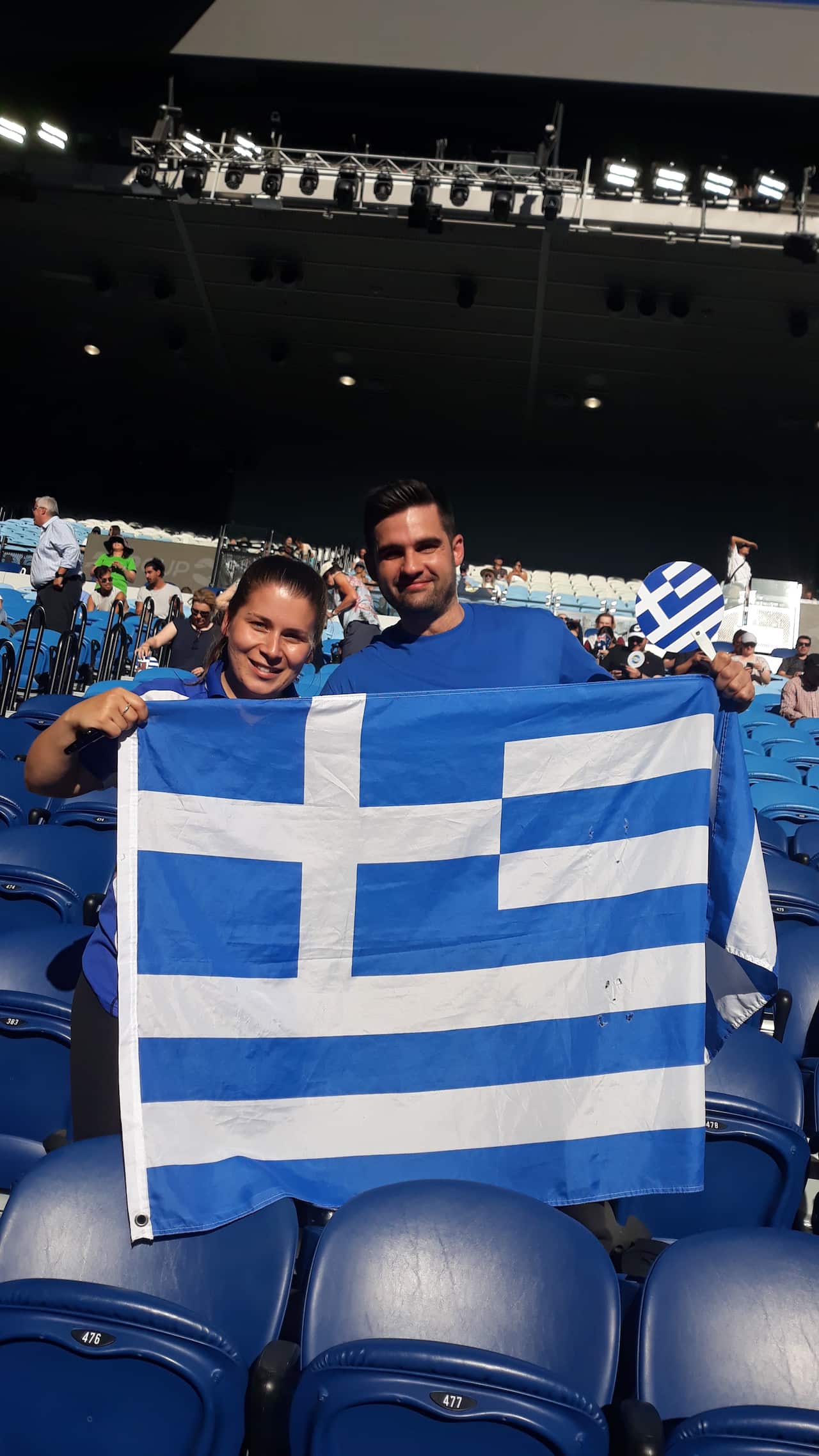 Stefanos Tsitsipas' fans at the 2021 Australian Open. 