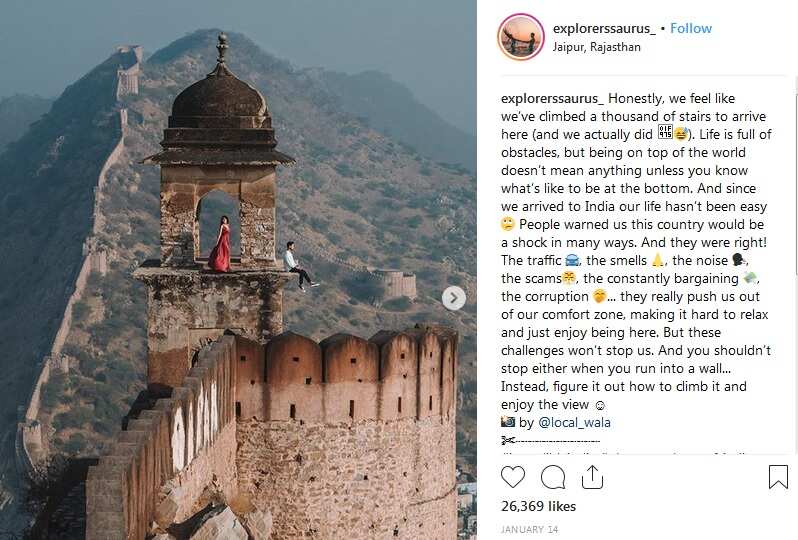 A glamorous travel blogging couple’s Instagram photo took at moving train in Sri Lanka went viral. 