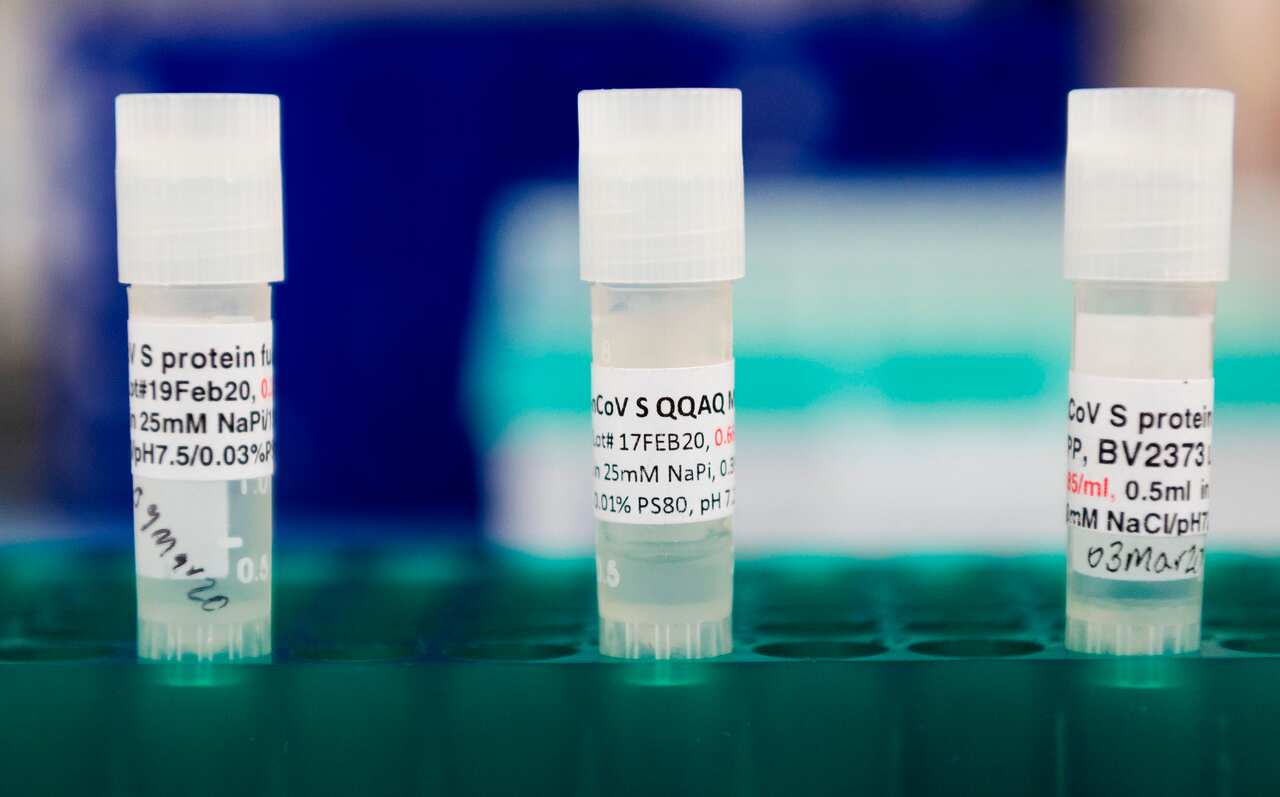 Three potential coronavirus vaccines at Novavax labs in Gaithersburg, Maryland in March, 2020.