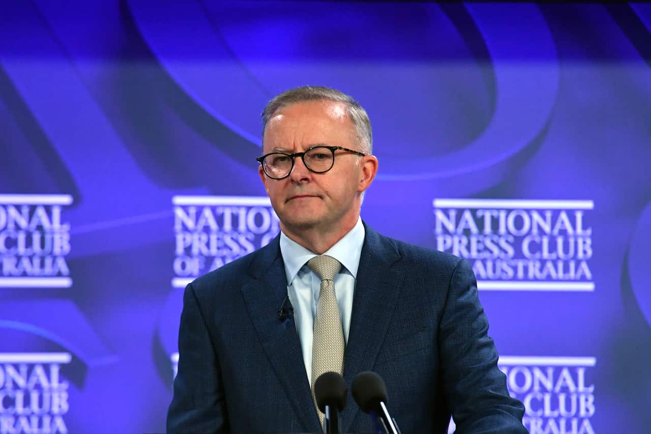 Leader of the Opposition Anthony Albanese at the National Press Club in Canberra.