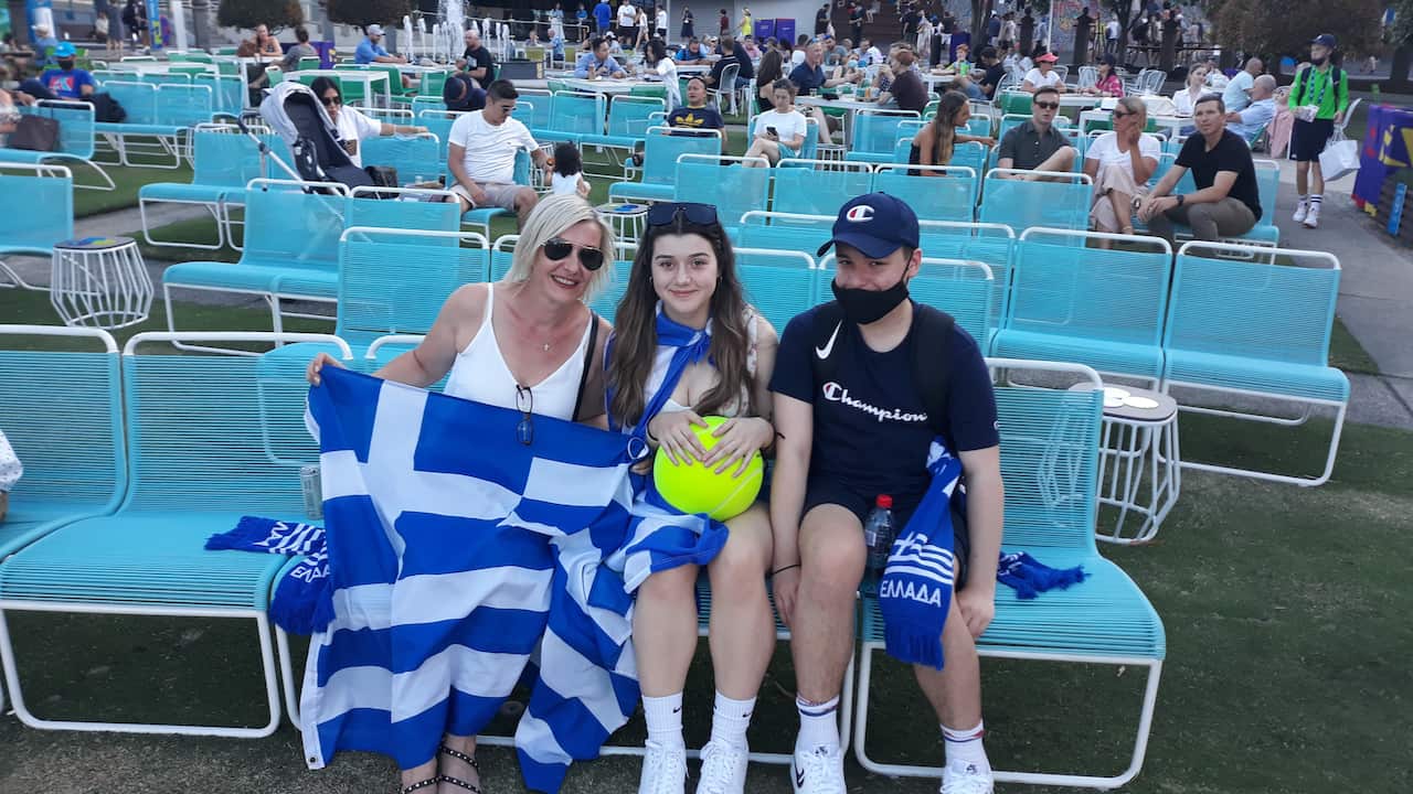 Stefanos Tsitsipas' fans at the 2021 Australian Open. 