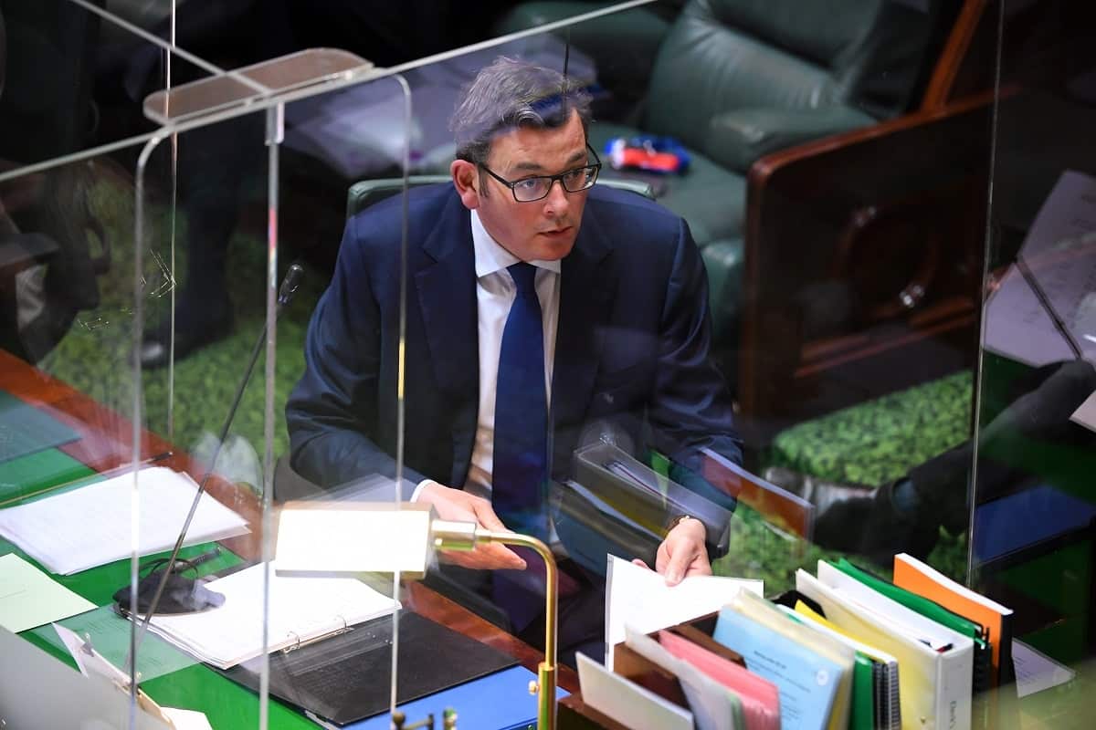 Victorian Premier Daniel Andrews looks on during question time in the Legislative Assembly at the Victoria State Parliament, October 13.