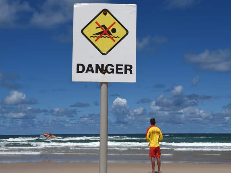 A dangerous swimming sign at a NSW beach