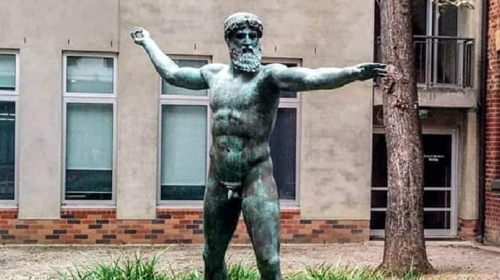 The University of Melbourne holds a significant collection of outdoor sculptural works, among them a full-size replica of the famous Artemision God bronze. 