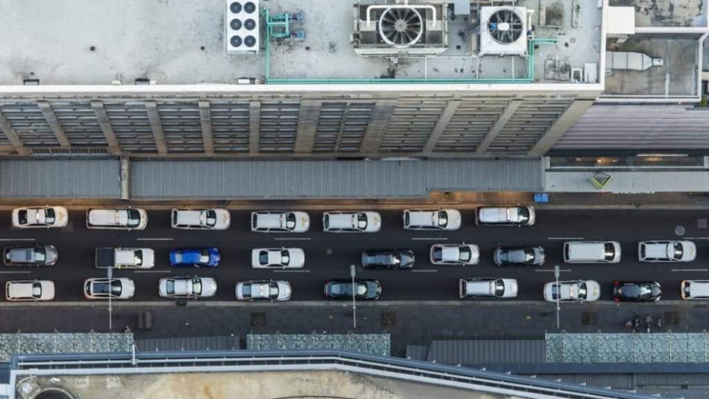 Going nowhere fast: Traffic in the CBD, seen from Sydney Tower.