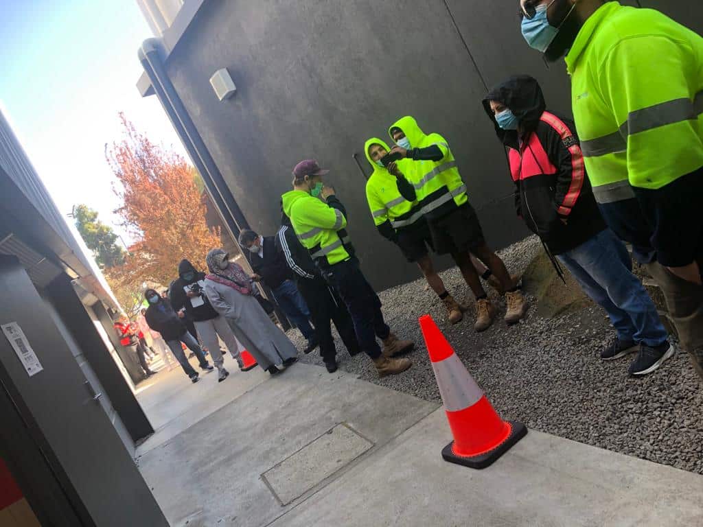 COVID-19 test queue at the Broadmeadows Leisure Centre