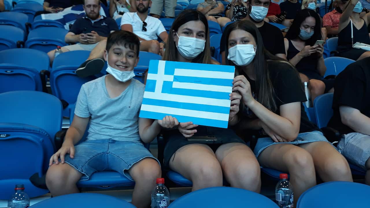 Stefanos Tsitsipas' fans at the 2021 Australian Open. 