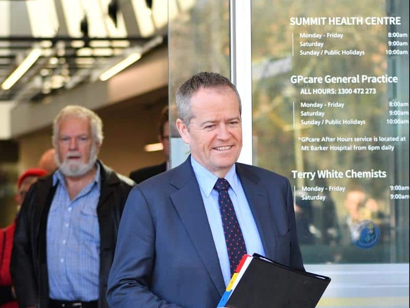Labor candidate for Mayo Reg Coutts and party leader Bill Shorten.