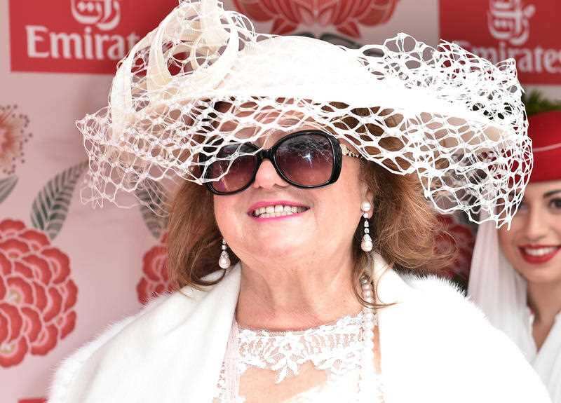 Gina Rinehart is seen on Melbourne Cup Day at Flemington Racecourse in Melbourne, Tuesday. Nov. 1, 2016. 